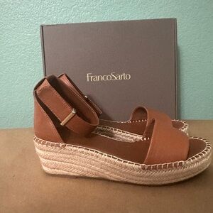 Franco Sarto Tan Espadrille Wedge Sandals